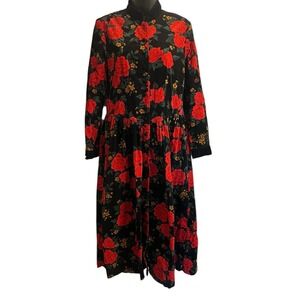 Vintage Talbots Floral Buttoned Long Sleeve Dress Sz 8P